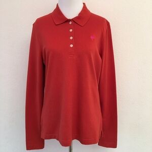 Lilly Pulitzer Red Polo Shirt Long Sleeve Size L